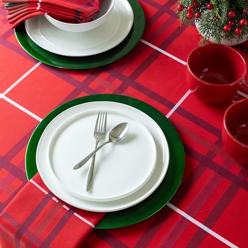 Holiday Plaid Tablecloth - Red 84 x 60 Inches Rectangular - Benson Mills Bristol