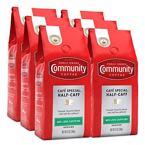 Community Coffee Café Special Half-Caff Ground Coffee, 72 oz, Medium Dark Roast (Pack of 6)
