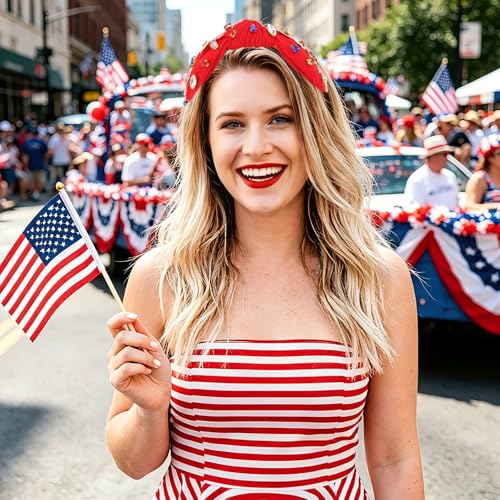Patriotic Rhinestone Star Knotted Headband for 4th of July