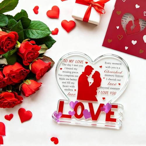 Heart-Shaped Engraved Acrylic Love Plaque - Romantic Gift