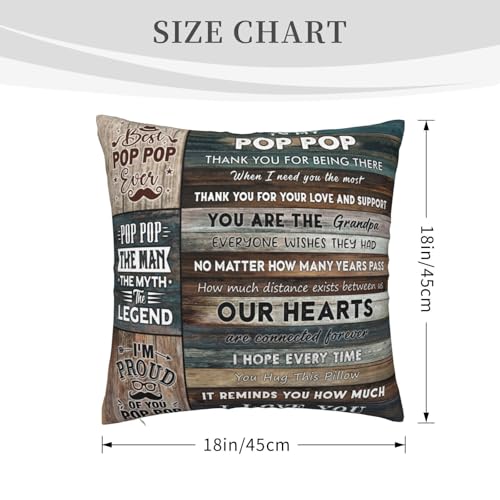 Pop Pop Throw Pillow Cover 18x18 Inches - Meaningful Grandpa Gift