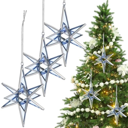 Bethlehem Star Christmas Ornaments - Set of 6 Stained Glass Holiday Decorations