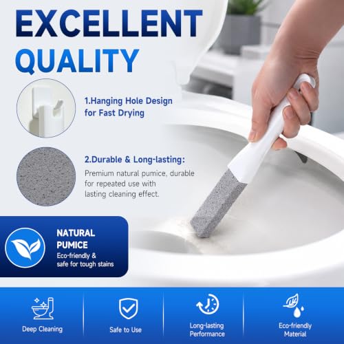 Pumice Stone Toilet Bowl Cleaner - 8 Pack with 2 Handles