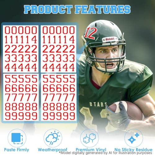108 Pcs Waterproof Sports Helmet Number Stickers & American Flag Decals