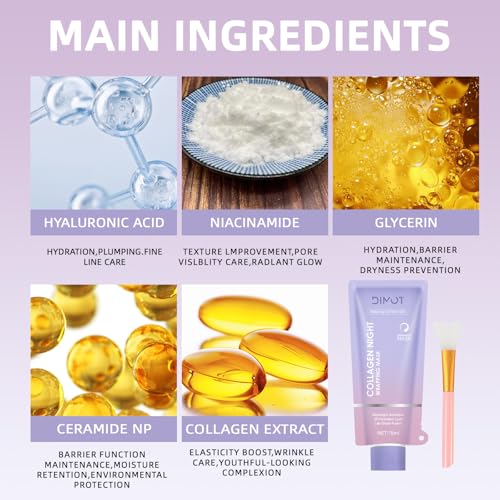 Collagen Night Wrapping Mask Peel-Off Face Mask with Jelly Brush 2.54 fl.oz