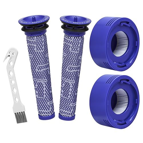Dyson V7 V8 Vacuum Filter Replacement Kit - 4 Filters & Brush, HEPA & Multi-Mesh