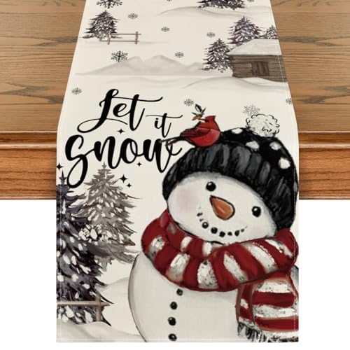 Black Snowman Xmas Table Runner 13x120 Inch Home Party Decor — Variation of THIS listing