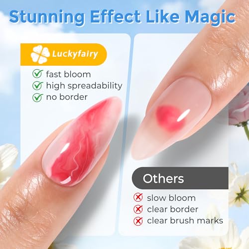 Luckyfairy Clear Blooming Gel Nail Polish 15ml - Watercolor Marble Art
