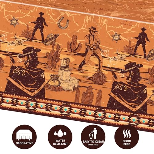 WERNNSAI Western Cowboy Tablecloth - 54x108 Inch Party Decor