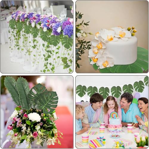 50pcs Green Artificial Tropical Palm Leaves for Party Decor
