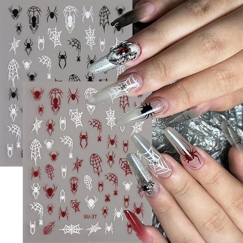 Halloween Nail Art Stickers 3D Self-Adhesive Ghost Bat Decals (6 Sheets)