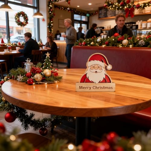 Wooden Santa Claus Christmas Decorations - Festive Holiday Ornaments for Home & Office, 6 Inches