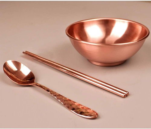 Thick Pure Copper Bowl Chopsticks and Spoon - Western Style Tableware for Kitchen and Hotel Supplies