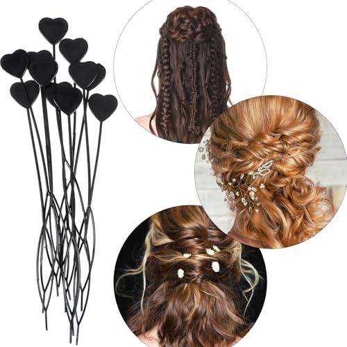 Chsoejuf 30PCS Topsy Tail Hair Tool Set & Acrylic Bead Threaders (Black)