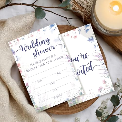 Wildflower Bridal Shower Invitations with Envelopes, 4x6 Set of 25
