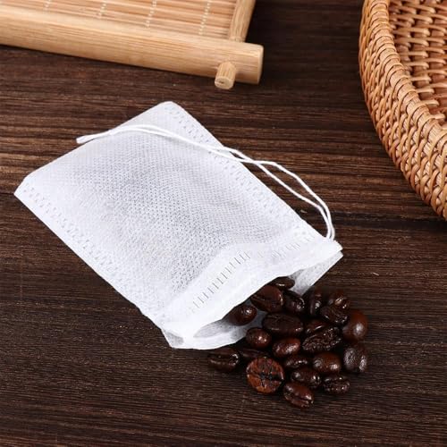 Disposable Empty Tea Bags with Drawstring 10x15cm for Loose Leaf Tea 100 Pcs