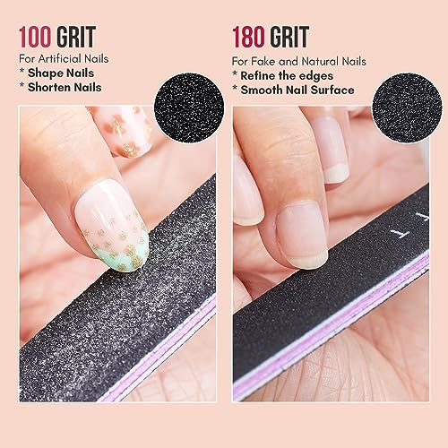 Makartt Nail Files 100/180 Grit 2pcs - Double Sided Emery Boards