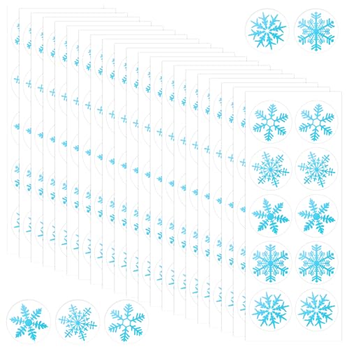 500 Pcs Snowflake Envelope Seals & Christmas Stickers Blue