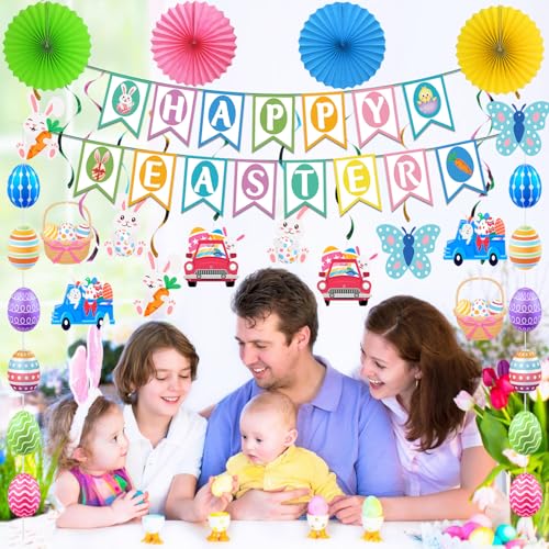 32-Piece Easter Decorations Set - Happy Easter Banner & Garland