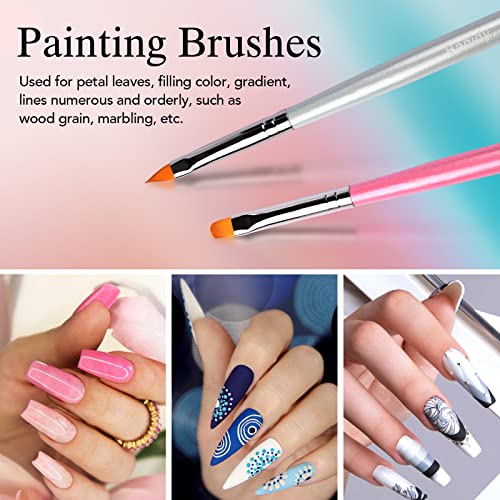 Banidy Dual-Head Nail Art Brushes and Dotting Pen Set for Gel Manicure