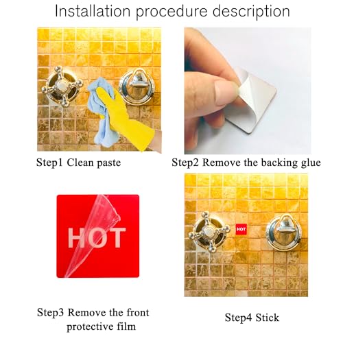 Self-Adhesive Hot Cold Water Signs - 1.42 Inch Acrylic Labels (2 Pack)