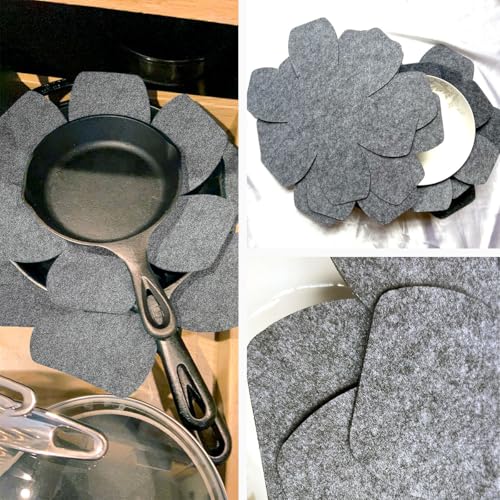 Pot and Pan Protectors Set - 6 Thick Felt Dividers in 3 Sizes