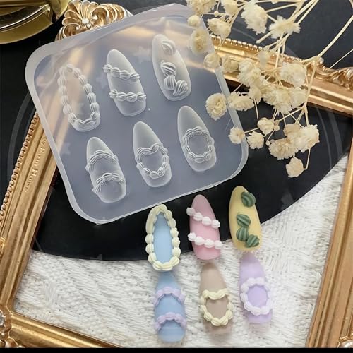 Gehaiwo 3D Cake Piping Nail Art Silicone Mold for Resin and DIY