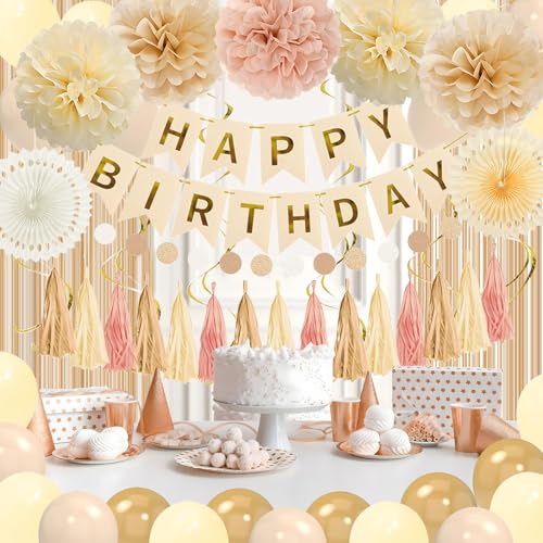 Frigg Champagne Gold Birthday Party Decorations Kit for Women & Girls