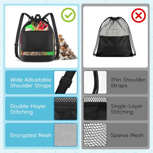 BROTOU Mesh Beach Bag with Drawstring Closure – Lightweight & Durable