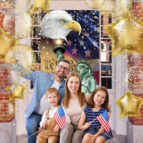 4th of July Door Cover Banner - Patriotic Memorial Day Decoration 71x35"