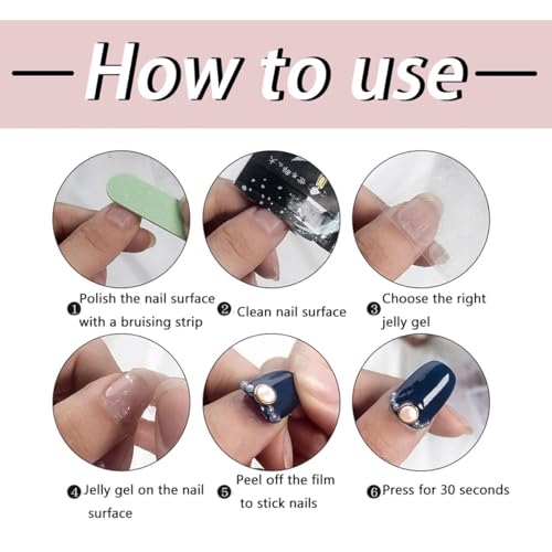 Short Almond Press on Nails French Tip with Pink Heart Valentines Fake Nails Kit