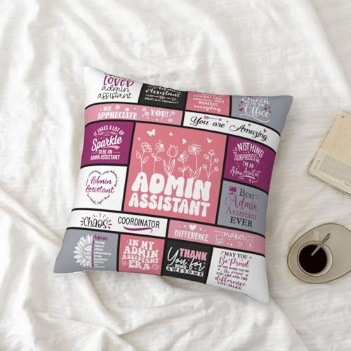 Admin Assistant Throw Pillow Cover 18x18 - Appreciation Gift for Women