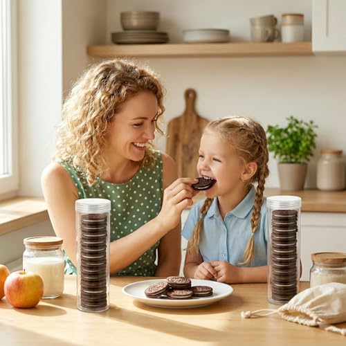 Airtight Round Cookie Storage Containers - Set of 2, Clear Plastic