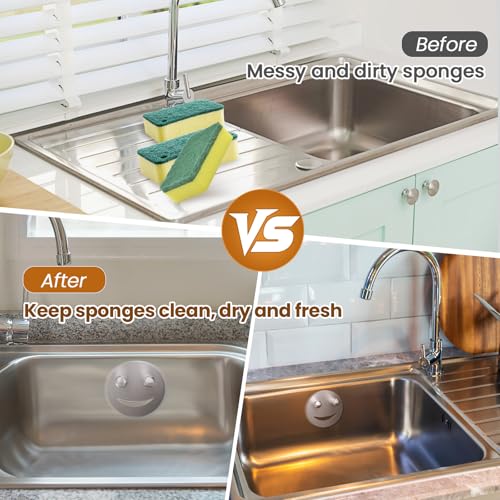 Stainless Steel Sponge Holder with Suction Cup - 1 Pack, Kitchen & Bathroom Caddy