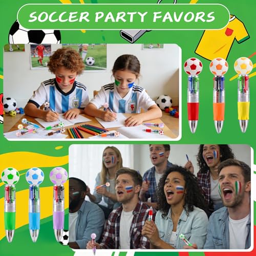 24 Pack Multicolor Soccer Mini Pens - Fun Party Favors for Kids