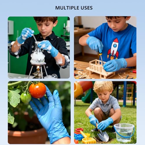 AYUMAT Kids Pink Nitrile Gloves, 100pcs, Latex-Free & Waterproof
