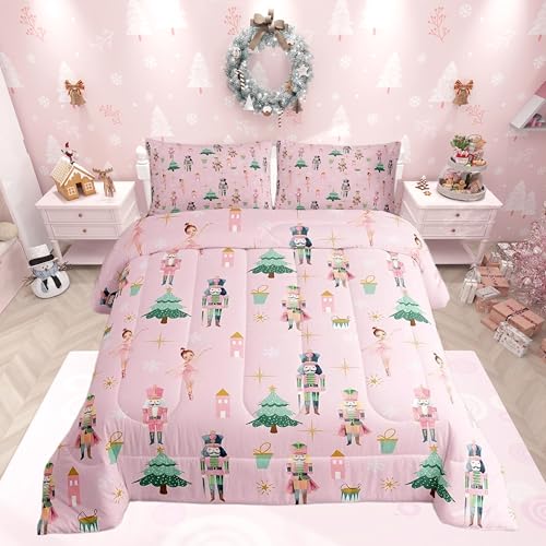 Pink Christmas Bedding Set Queen Size for Kids & Girls - Feelyou