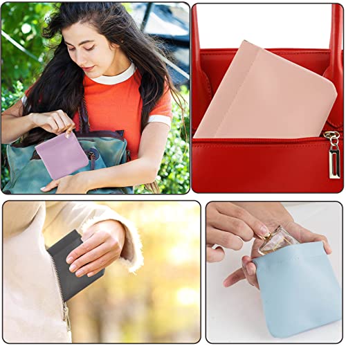 CANIPHA 4pcs Waterproof Leather Pocket Cosmetic Bag Self-Closing Mini Makeup Pouch