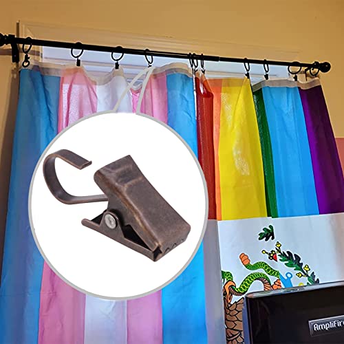 BIHRTC 50 Pack Copper Curtain Clips with Hooks - Durable Stainless Steel