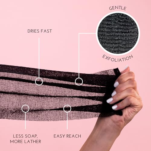 S&T INC. Exfoliating Back Scrubber Towel for Shower, 3 Pack, Assorted