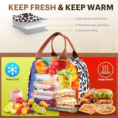 EASYFUN Insulated Lunch Bag - Large Leakproof Cooler Tote, Panther Brown