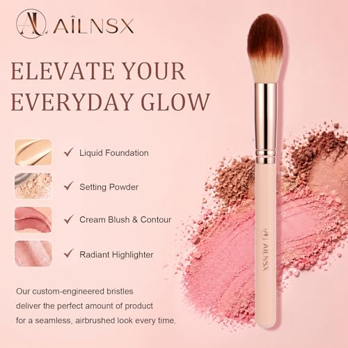 AILNSX Large Powder Makeup Brush - Fluffy Synthetic Face Brush for Setting Powder, Blush and Bronzer with Pink Handle
