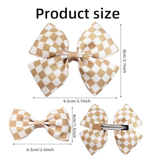 DUOJINSANXI Gold Checkered Racing Hair Bows 6-Piece Clip Set