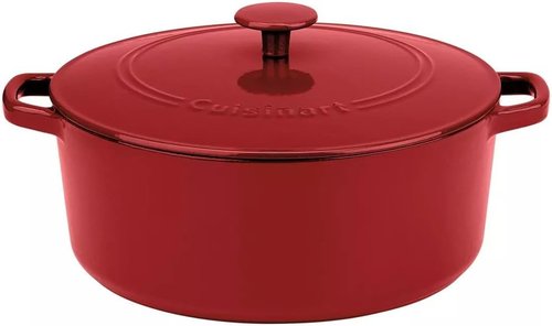 Cuisinart Enameled Cast Iron Round Casserole - 7-Quart in Venice Red for Perfect Cooking