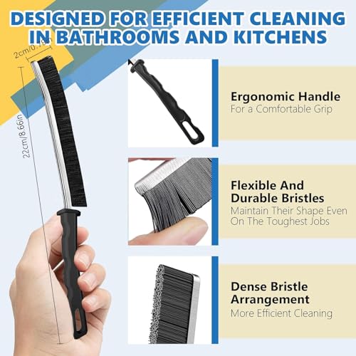 Crevice Cleaning Brush Set - 12 Hard Bristle Tools for Tight Spaces