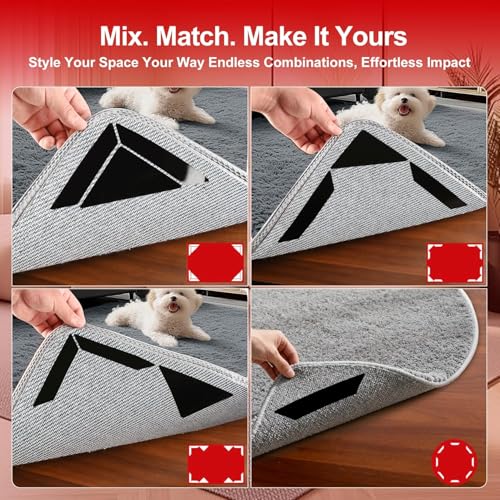 12Pcs Rug Grippers Set - Non-Slip Carpet Tape & Corner Pads for Hardwood & Tile Floors
