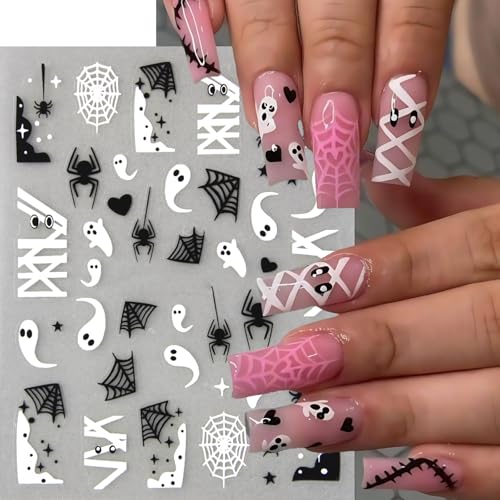 8 Sheets Halloween Spider Nail Art Stickers Self-Adhesive Ghost Decals