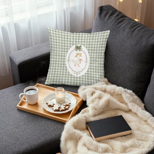 Sage Green Buffalo Plaid Pillow Covers 18x18 - Cozy Flannelette Decor