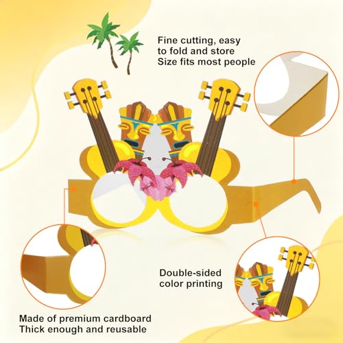 Grevosea 6-Pack Hawaiian Party Sunglasses - Tropical Beach Decor