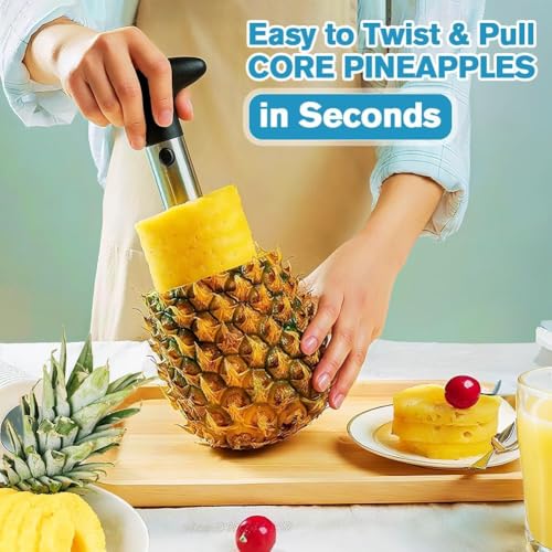 UMUACCAN Black Pineapple Corer and Slicer Tool - Stainless Steel Fruit Cutter for Home Kitchen
